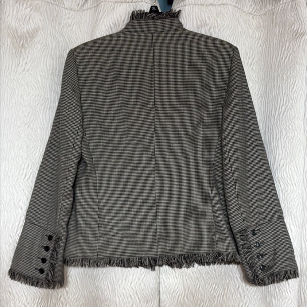 Harve Bernard Women's Gray Wool Fringed Jacket- Size Large - Picture 2 of 8